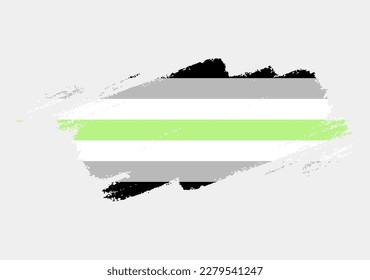 Agender Flag painted with brush on white background. LGBT rights concept. Modern pride parades poster. Vector illustration