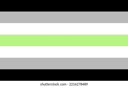 Agender Flag stolz Vektorgrafik. Bezeichnet eine Person, die sich nicht als Geschlecht identifiziert. Synonyme sind geschlechtsfrei, neutrois, geschlechtsneutral, geschlechtsneutral. LGBTQ+ Community