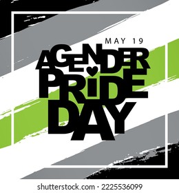 Día del Orgullo Agénero, 19 de mayo. Pulseras de pincel negro, gris, blanco y verde, dibujadas a mano. Falta de identidad de género. Identificación sexual. Ilustración vectorial.