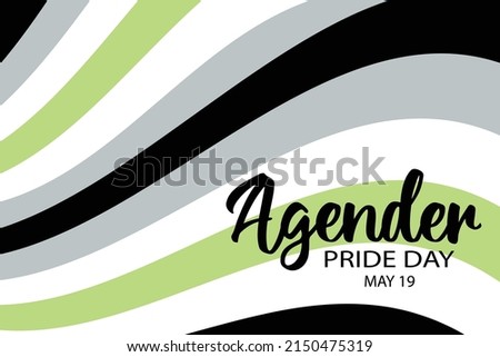 Agender Pride Day on May 19 vector banner with striped background in color of Agender Pride Flag. LGBTQ community gender group visibility, awareness celebration.