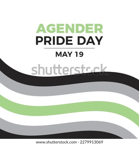 Agender Pride Day vector illustration. Agender waving pride flag icon vector. Agender abstract flag design element isolated on a white background. May 19 every year. Important day