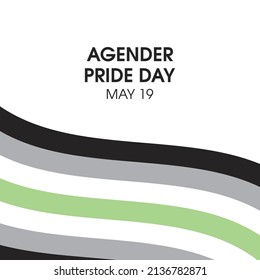 Agender Pride Day vector. Agender waving pride flag icon vector isolated on a white background. May 19. Important day