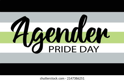 Agender Pride Flag - colorful horizontal stripes. LGBTQ community gender group symbol. Celebration Agender Pride Day on May 19. Vector banner template.