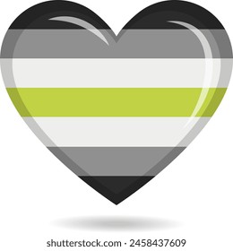 Agender pride flag in heart shape vector illustration