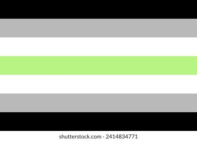 Movimiento de la bandera del orgullo Agénero lgbt, franjas blancas, verdes, grises y negras