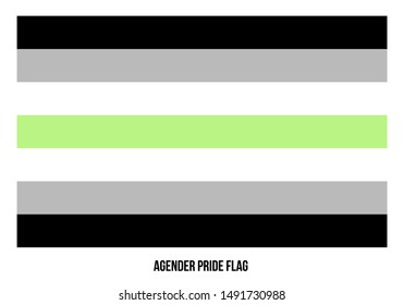 Agender Pride Flag Vector Illustration Designed with Correct Color Scheme. Symbol of Agender Community.