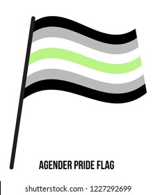 Agender Pride Flag Waving Vector Illustration Designed with Correct Color Scheme. Symbol of Agender Community.