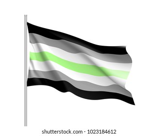 Agender pride waving flag movement lgbt, realistic icon. Element of sexual minorities, gays and lesbians. Vector illustration of a colorful sign
