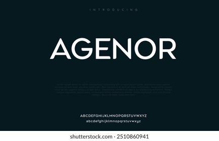 Agenor Design moderno de fonte, letras alfabeto na moda e números ilustração vetorial