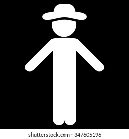 Agent Apology vector icon. Style is flat symbol, white color, rounded angles, black background.