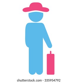 Agent Baggage vector icon. Style is bicolor flat symbol, pink and blue colors, rounded angles, white background.