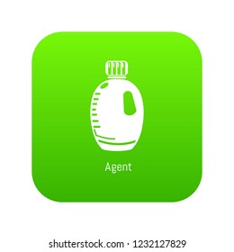Agent bottle icon green vector isolated on white background