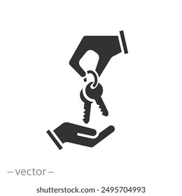 agent broker icon, give key in hand, flat vector illustration