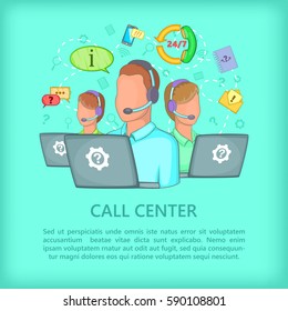 Agent Call Center Concept Team. Cartoon Illustration Of Agent Call Center Vector Concept For Web Design