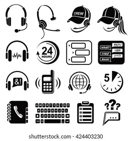 Agent call center icons set. Simple illustration of agent call center vector icons for any design