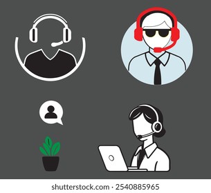 agent call icon vector set