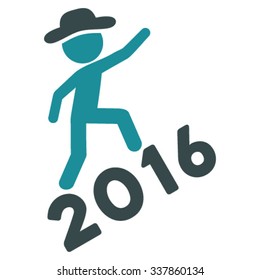 Agent Climbing 2016 vector icon. Style is bicolor flat symbol, soft blue colors, rounded angles, white background.