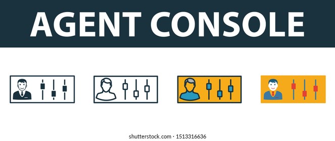 Agent Console icon set. Premium simple element in different styles from customer service icons collection. Set of agent console icon in filled, outline, colored and flat symbols concept.
