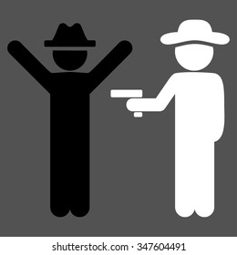 Agent Crime vector icon. Style is bicolor flat symbol, black and white colors, rounded angles, gray background.
