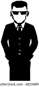 Agent figure stylized stencil black, vector illustration, vertical, isolated