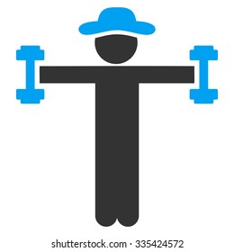 Agent Fitness vector icon. Style is bicolor flat symbol, blue and gray colors, rounded angles, white background.
