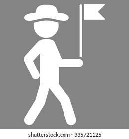 Agent Flag Guide vector icon. Style is flat symbol, white color, rounded angles, gray background.