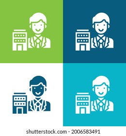 Agent Flat four color minimal icon set