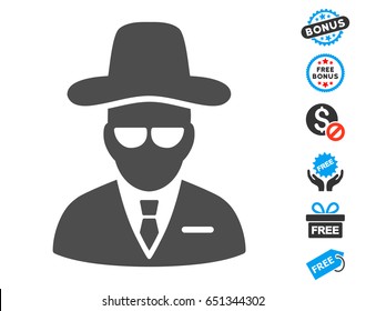 Agent gray pictograph with free bonus pictograph collection. Vector illustration style is flat iconic symbols.