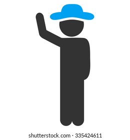 Agent Hitchhike vector icon. Style is bicolor flat symbol, blue and gray colors, rounded angles, white background.