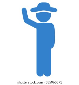 Agent Hitchhike vector icon. Style is flat symbol, cobalt color, rounded angles, white background.