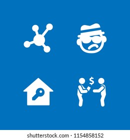 agent icon. 4 agent set with sell, real estate, atomic bond and detective vector icons for web and mobile app