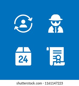 agent icon. 4 agent set with support, contract and spy vector icons for web and mobile app