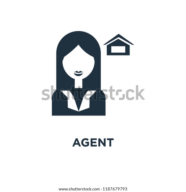 Agent icon.\
Black filled vector illustration. Agent symbol on white background.\
Can be used in web and\
mobile.