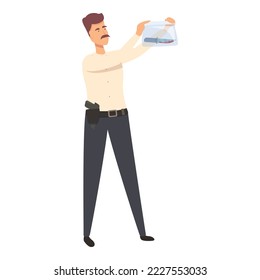 Vector de caricatura de icono del agente. Investigación de detectives. Cubierta de hombre