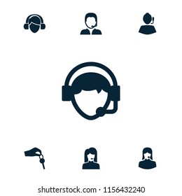 Agent icon. collection of 7 agent filled icons such as customer support, operator, support. editable agent icons for web and mobile.