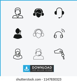 Agent icon. collection of 9 agent filled and outline icons such as support, customer support, hand with key, headset. editable agent icons for web and mobile.