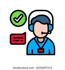 Ilustración vectorial de color lineal de icono de agente
