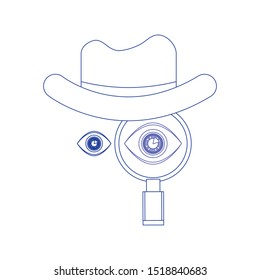 Agent icon. Spy sunglasses. Hat and glasses. Concept of line icon