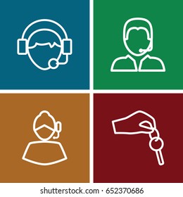 Agent icons set. set of 4 agent outline icons such as operator, support