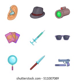 Agent icons set. Cartoon illustration of 9 agent vector icons for web