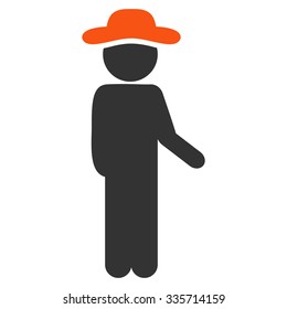 Agent Idler vector icon. Style is bicolor flat symbol, orange and gray colors, rounded angles, white background.