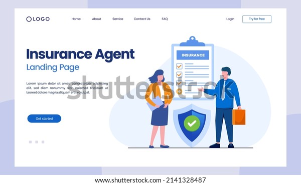 Agent\
insurance protection concept, umbrella, healthcare, safety, landing\
page flat illustration vector template\
banner