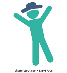 Agent Joy vector icon. Style is bicolor flat symbol, cobalt and cyan colors, rounded angles, white background.