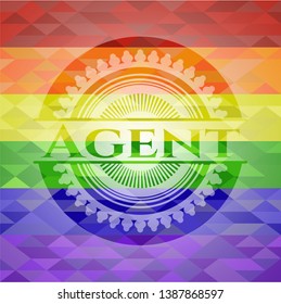 Agent lgbt colors emblem. Vector Illustration. Mosaic.
