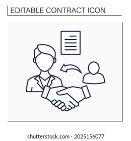 Agent line icon. Person who acts or represents a client. Enters into contracts. Agreement. Contract concept. Isolated vector illustration. Editable stroke