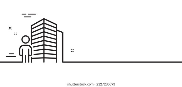 Agent line icon. Real estate realtor sign. Building architect symbol. Minimal line illustration background. Agent line icon pattern banner. White web template concept. Vector