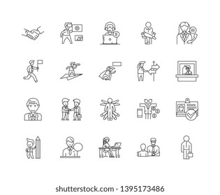 Agent line icons, signs, vector set, outline illustration concept 