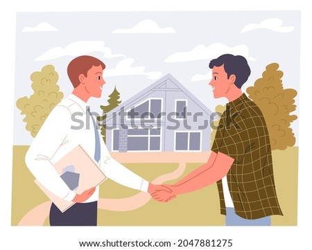 Agent and man shake hands on a real estate transaction