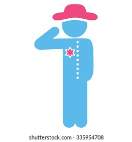 Agent Officer vector icon. Style is bicolor flat symbol, pink and blue colors, rounded angles, white background.
