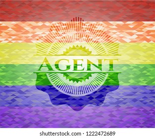Agent on mosaic background with the colors of the LGBT flag